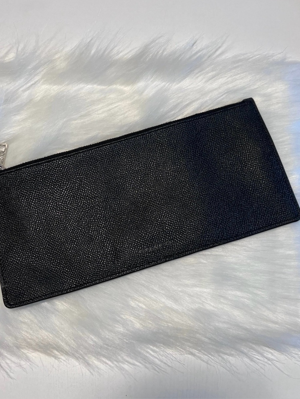 Coach Slim Black Leather Zip Wallet Pouch